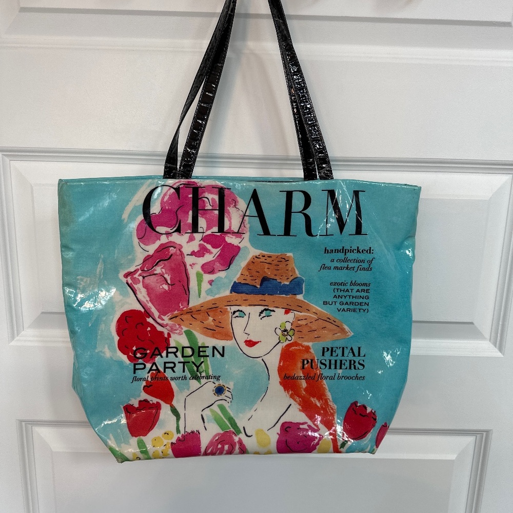 Kate Spade Magazine Charm tote rare Garden Party